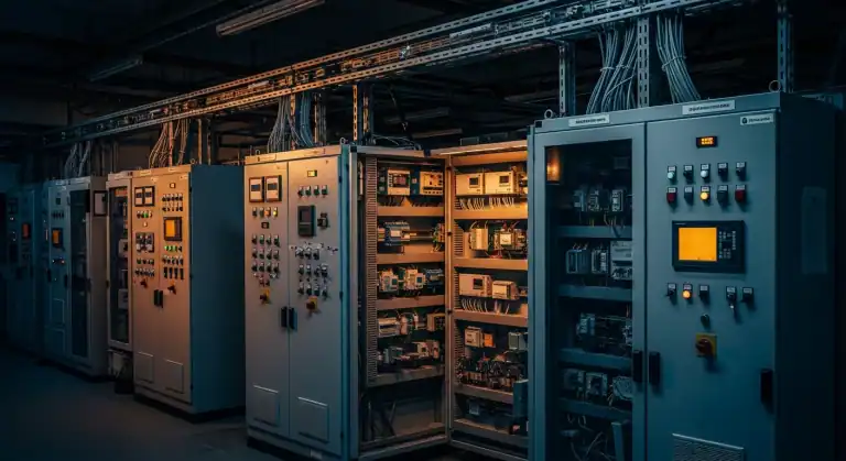Industrial electrical engineering workshop background
