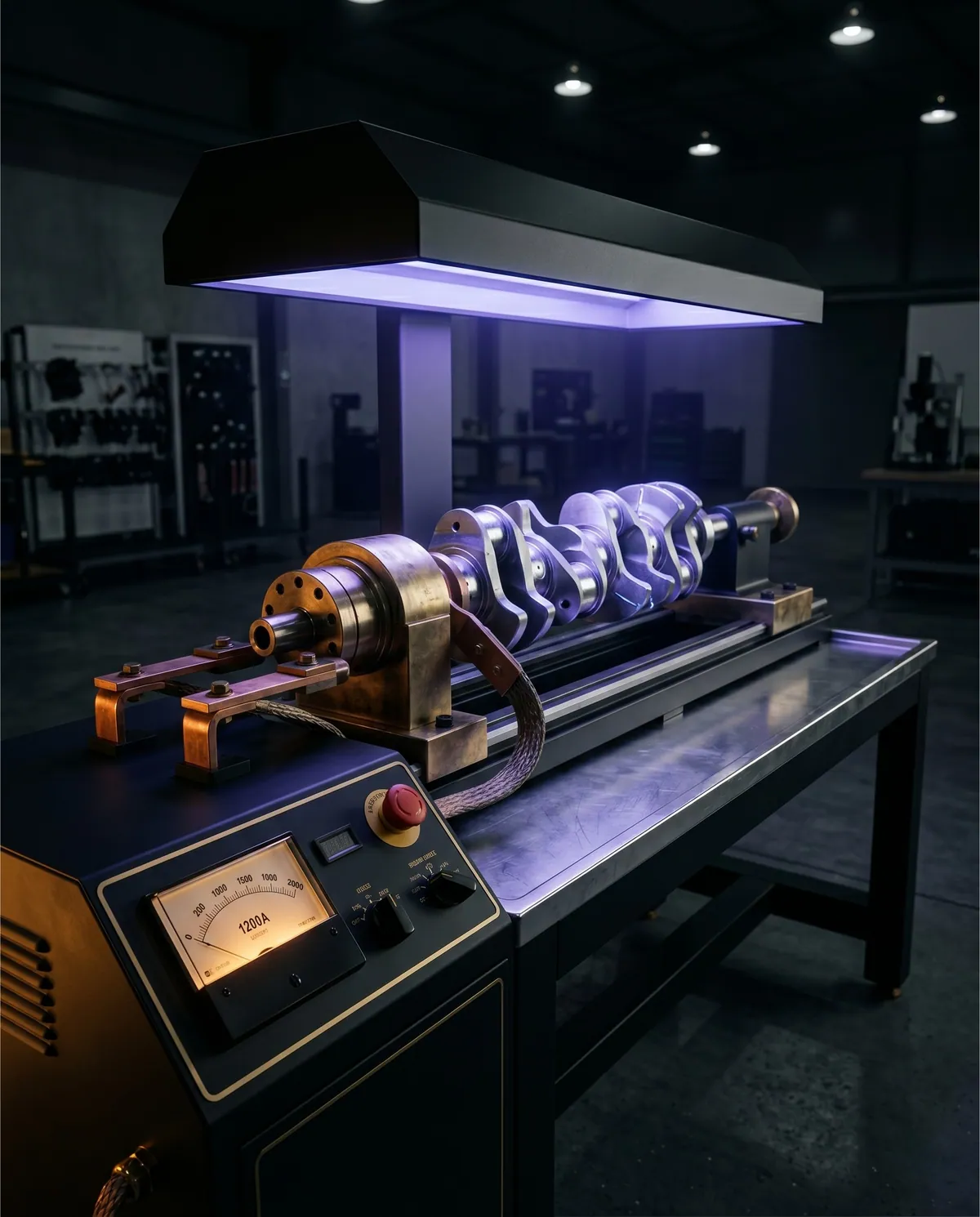 Magnetic particle crack detection bench
