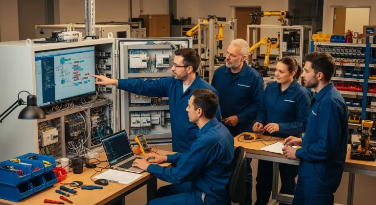 Veco Electro Works engineering team working on industrial automation